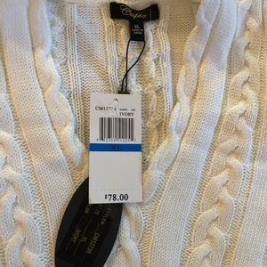 Brand new White Jrs, XL cable knit flair sweater
